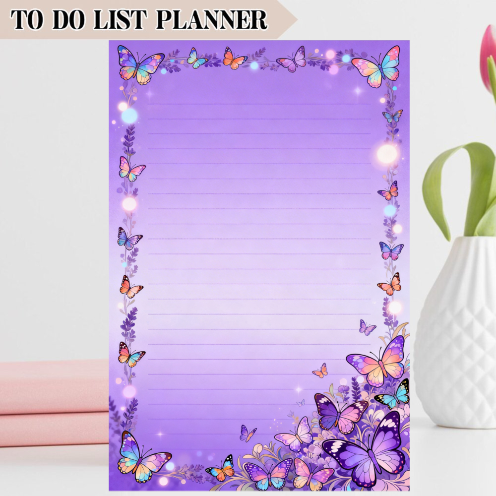 TEMU 40 Sheets Of Colored A4 Lined Stationery Paper, Notebook Letter Gift Origami Lavender Floral Sparkle Pattern High-quality Handwriting Paper,
