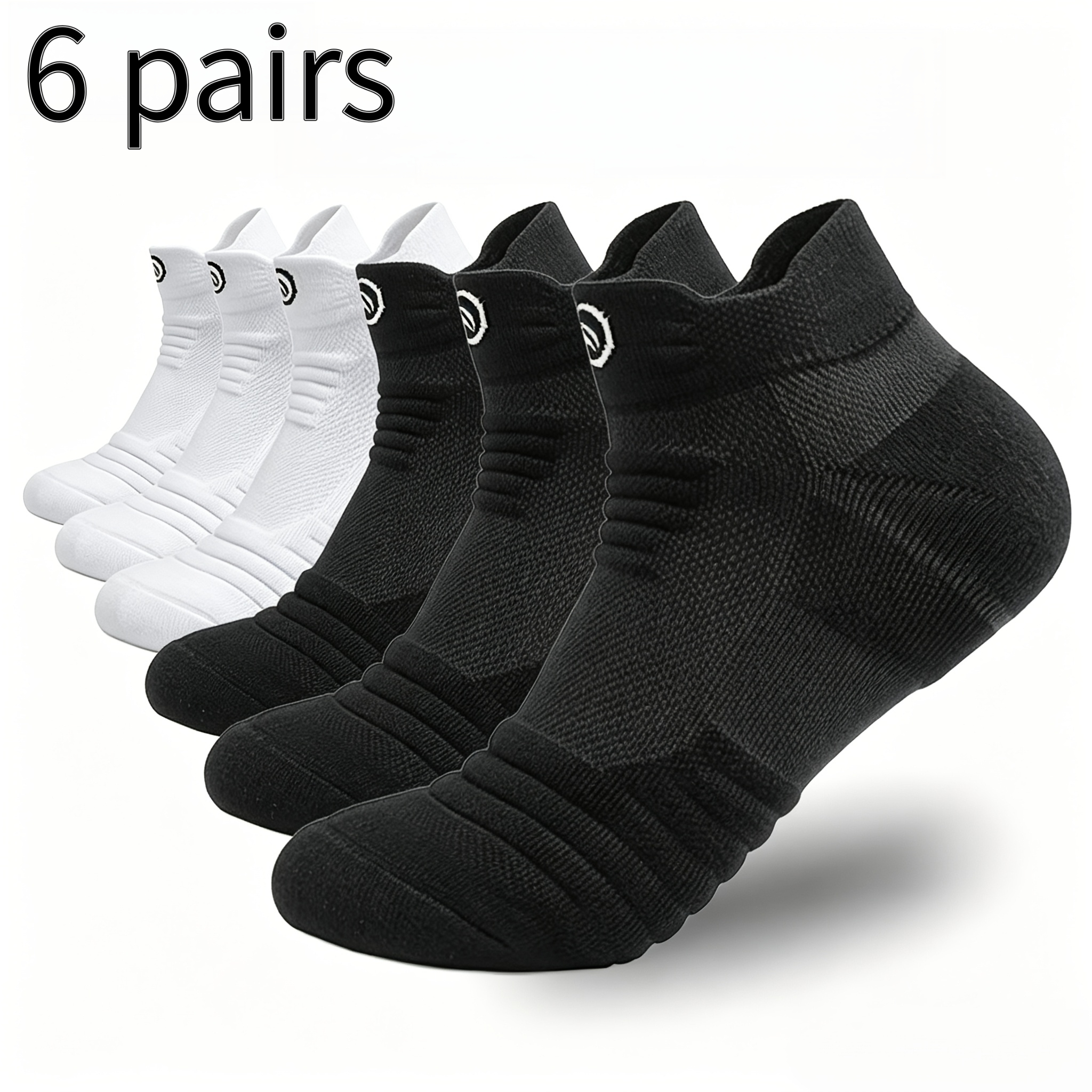 TEMU 6 Pairs Of Men's Spring Summer Autumn Colors In Black, White, And Gray, Breathable Running Socks, Anti-wear Arch Support Low-cut Sports Socks