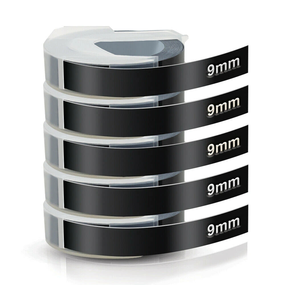 E-shop 5 Rollen Schwarzes 3D-Prägeetikett, Drucketikett, Markierungsklebeband, Prägeband kompatibel für 12965/12966/Organizer / II B90 Manuelle