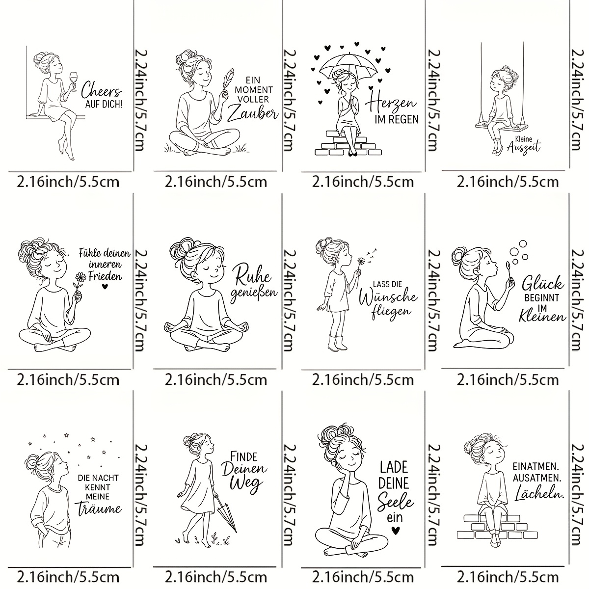 Image of 12 Sheets/piece Of Inspirational Quotes Themed-dtf Transfer Stickers, Including Heart Patterns And Dtf Scratch Resistant Cup Stickers, Suitable Decoration