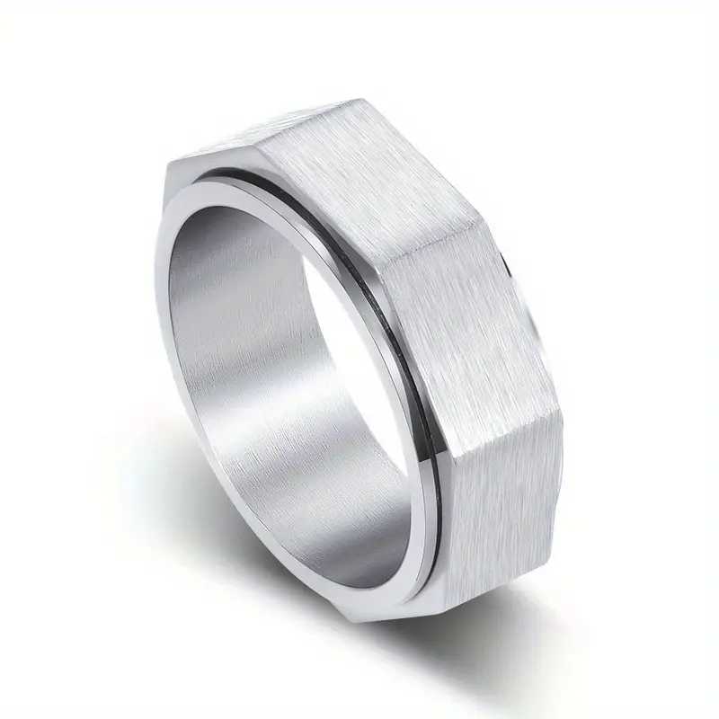 1pc mens rotating ring modern minimalist spinner jewelry matte black sleek golden durable everyday formal wear fade resistant stainless for wedding anniversary birthday gifts year round mens accessory anniversary gift contemporary design polished stylish jewelry fashionforward men Product details 0