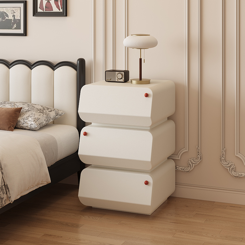 Modern Stackable Nightstand, 1set Double-decker Locker. Modular Bedside Table, Minimalist Black & White Storage Drawer, Space-Saving Accent Furniture for Bedroom & Living Room, Silent Soft Close Rails, Scratch-Resistant PU Finish, Easy Assembly