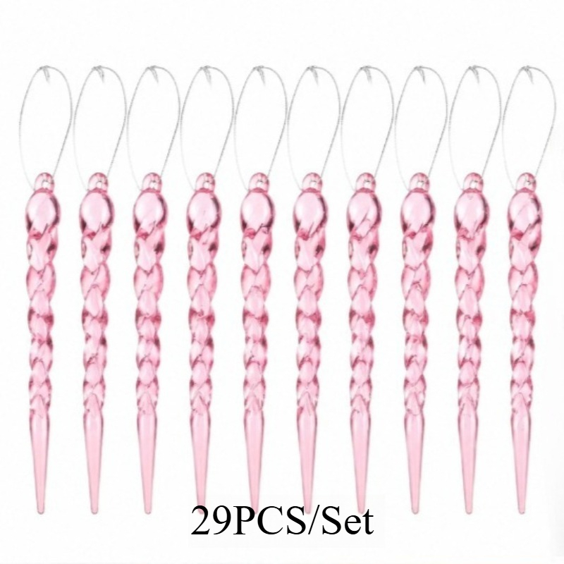 TEMU 19/29 pezzi Ornamenti a prisma di a spirale rosa traslucido, materiale acrilico ad con estremit� , per appendere per sospensione , per decorare