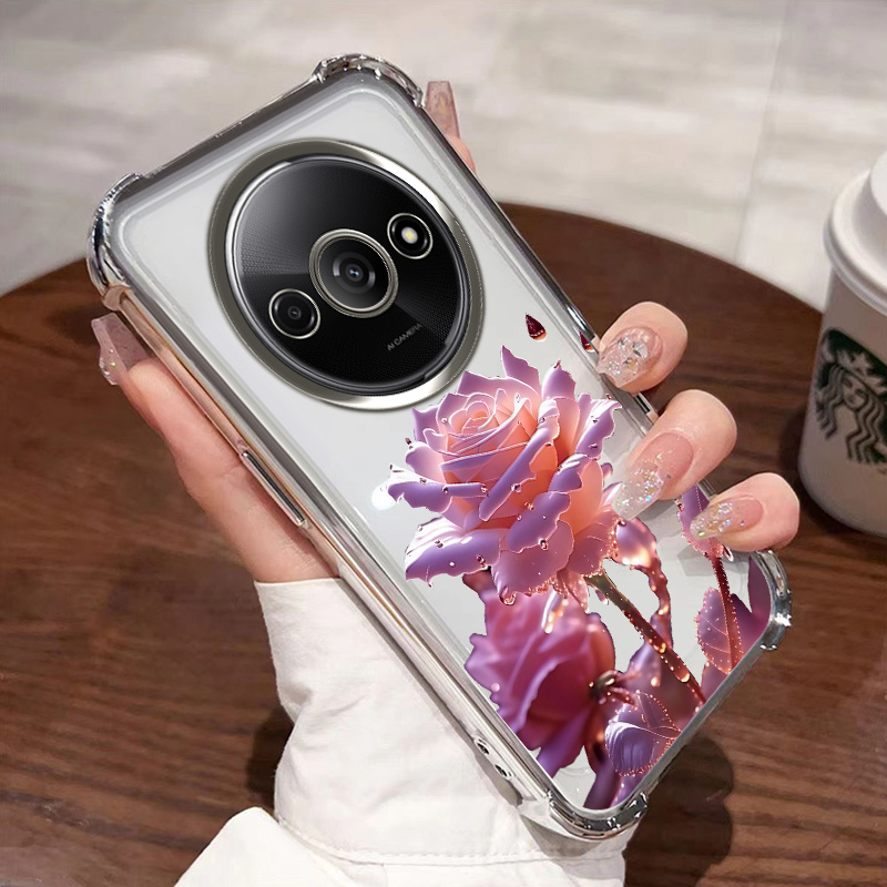 TEMU Phone Case: Blooming Roses Suitable For Redmi A3 Poco C61 A3x Four-corner Anti-fall Mobile Phone Case