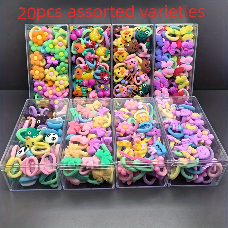 Image of 20pcs Random Thickened Towel Circle Hair Ties Scrunchies, High Elastic Hair Ropes