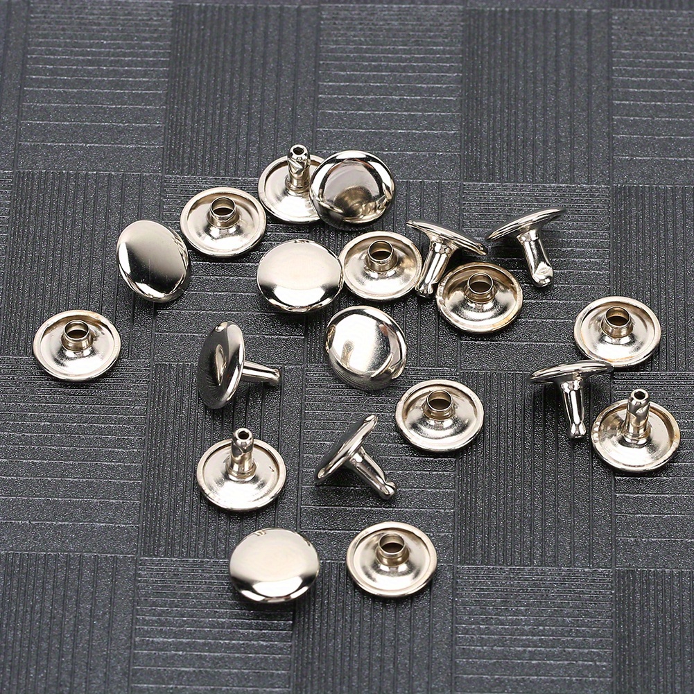 

200 Sets Rivet Round Stud Nail Iron Button For Leather Clothes 12x10mmsilver