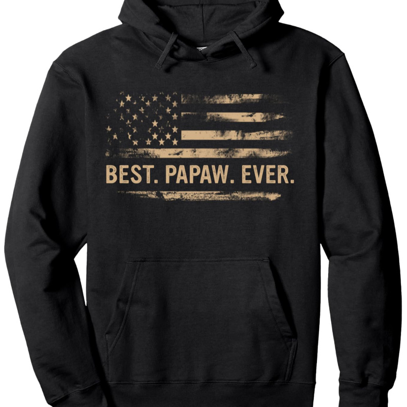 

1pc Men' American Flag " Ever" Hoodie - 50% Cotton 50% Polyester , , Knit Fabric, Slight Stretch, Hooded Collar With Drawstring, , Comfort - Ideal Father's Day Gift