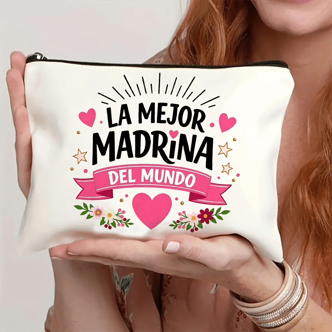 TEMU Neceser "La Mejor del Mundo", Impresión 2D, Material de Lino, Neceser Multifuncional Portátil, Bolsa de Almacenamiento, Estuche para Lápices,
