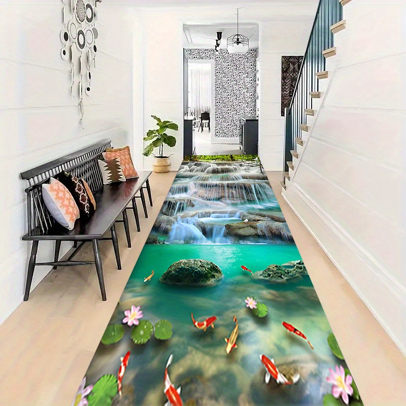 TEMU 1.2cm Thick , 1pc 3d Small Waterfall Scenery Pattern Long Runner Rug, Soft Non-slip Floor Mat, Anti-slip, Wrinkle-resistant, And Washable, Your