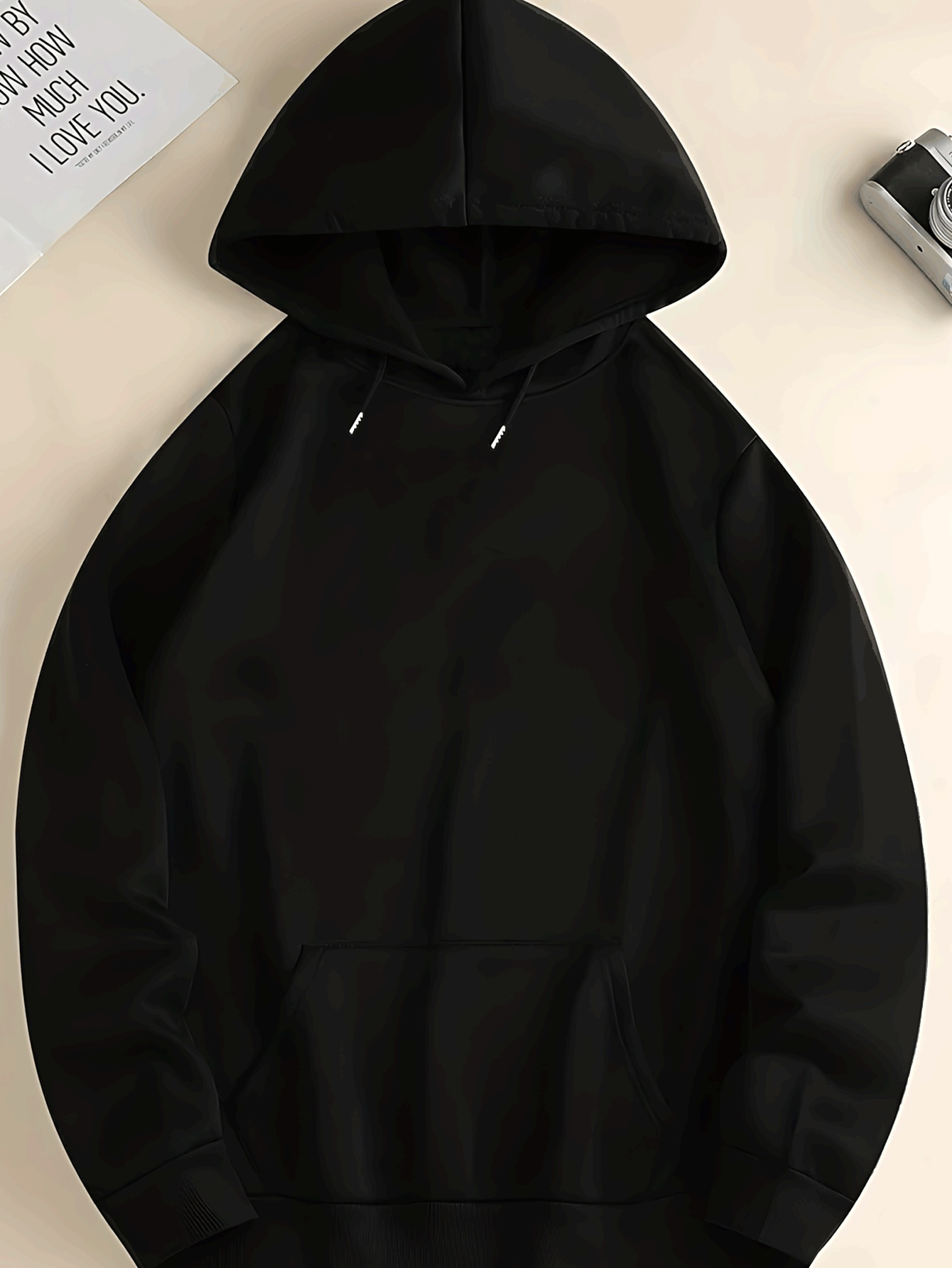 Pavasarinis unisex laisvalaikio juodas džemperis su gobtuvu, mielas beverio grafikos ilgomis rankovėmis gobtuvas