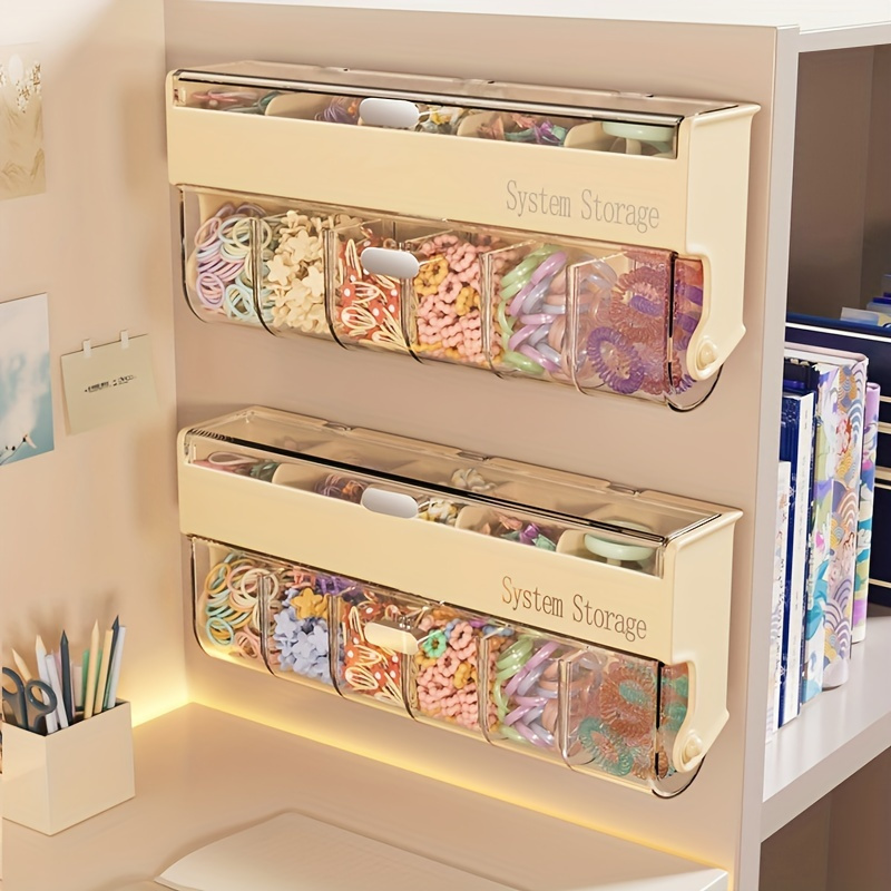 wall mounted jewelry hair accessories organizer box multi layer dustproof waterproof storage with clear compartments golden   design for earrings hairpins clips space saving plastic storage box jewelry organizer box sturdy construction   durable construction home organizers hanging jewelry organizers Product details 4