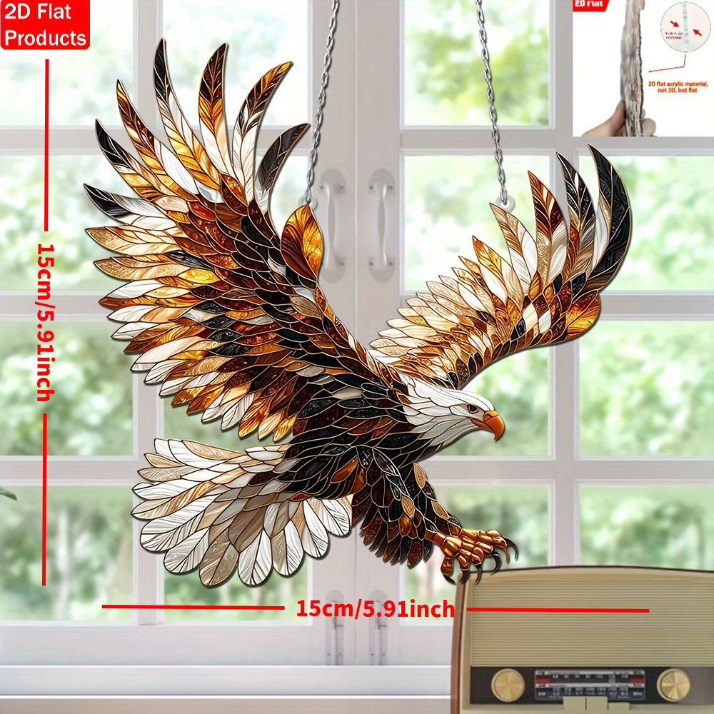 TEMU 2d Flat, Colorful Eagle-shaped Acrylic Sun Catcher, Multifunctional Decoration For Home And Office, Window Hanging And Wall Art, Vibrant Colors,