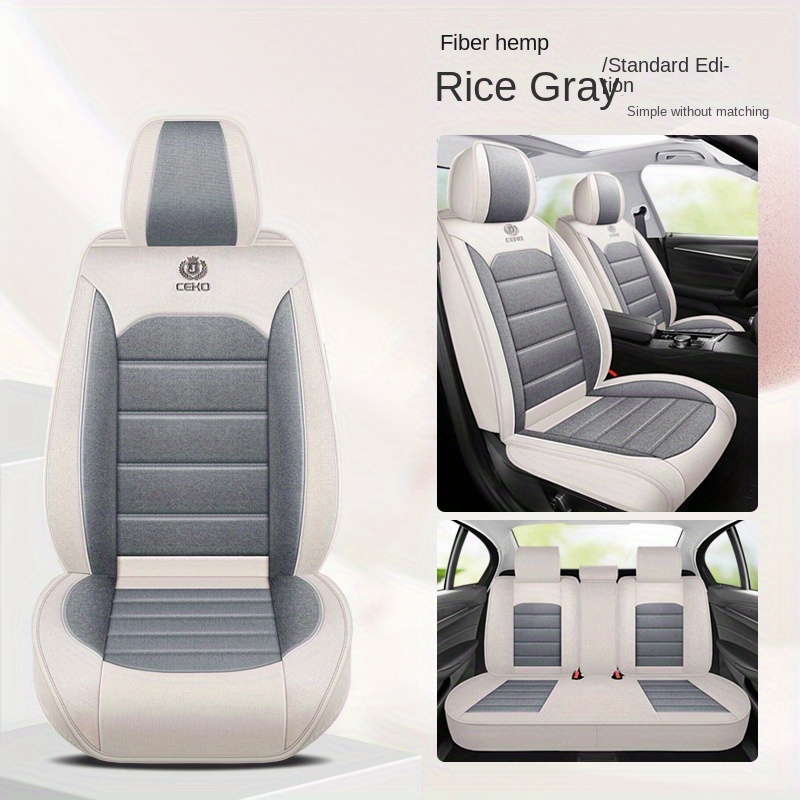 TEMU 5-seat Car Seat Cover Set, Full Car Seat Cushion Linen Car Seat Cover, Car Seat Cover Set, Compatible With Five-seat Vehicles