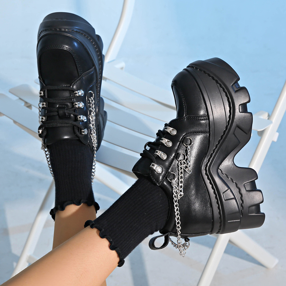 Women's Solid Color Round Toe Lace-Up Ankle Boots