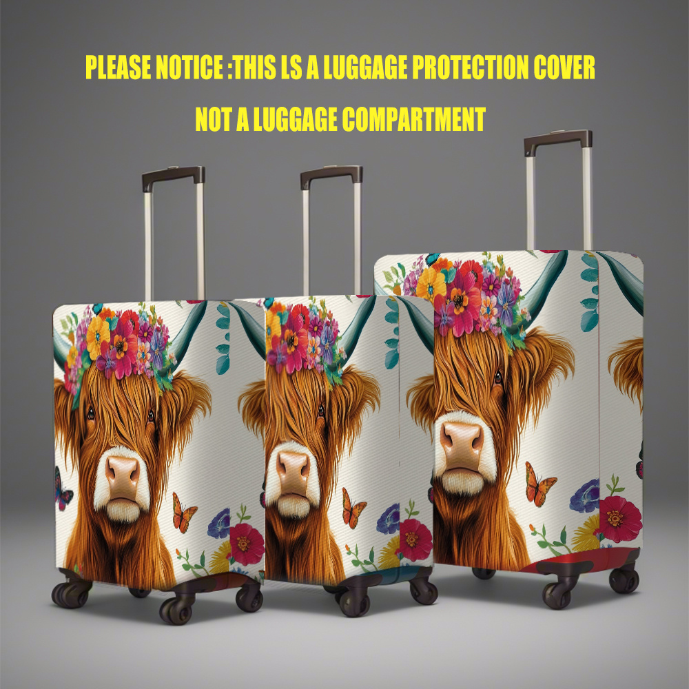 TEMU 1pc Cartoon Printed Travel Luggage Cover, Washable Suitcase Protector, Polyester Travel Accessory Suitable For 18-32 Inch Suitcases.