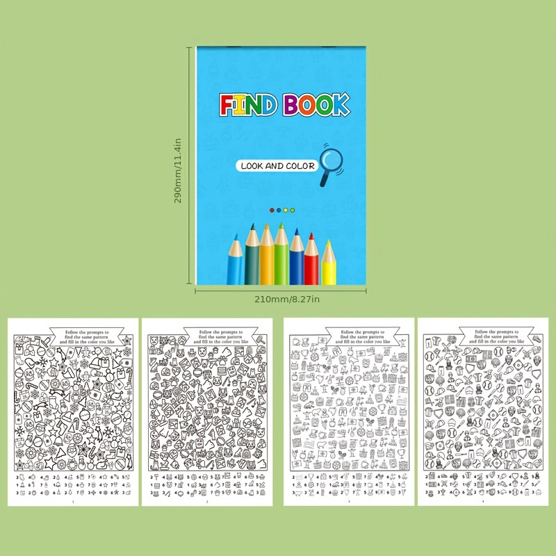 Image of 32 Pages Of A Fun Game To Find Items, A Coloring Book With Interesting Drawings, A Search-and-find Activity Book, And A Large-sized Drawing Book