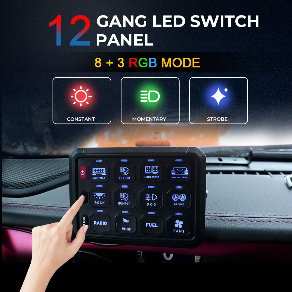 12 Gang Switch Panel for High Power Applications with RGB Control