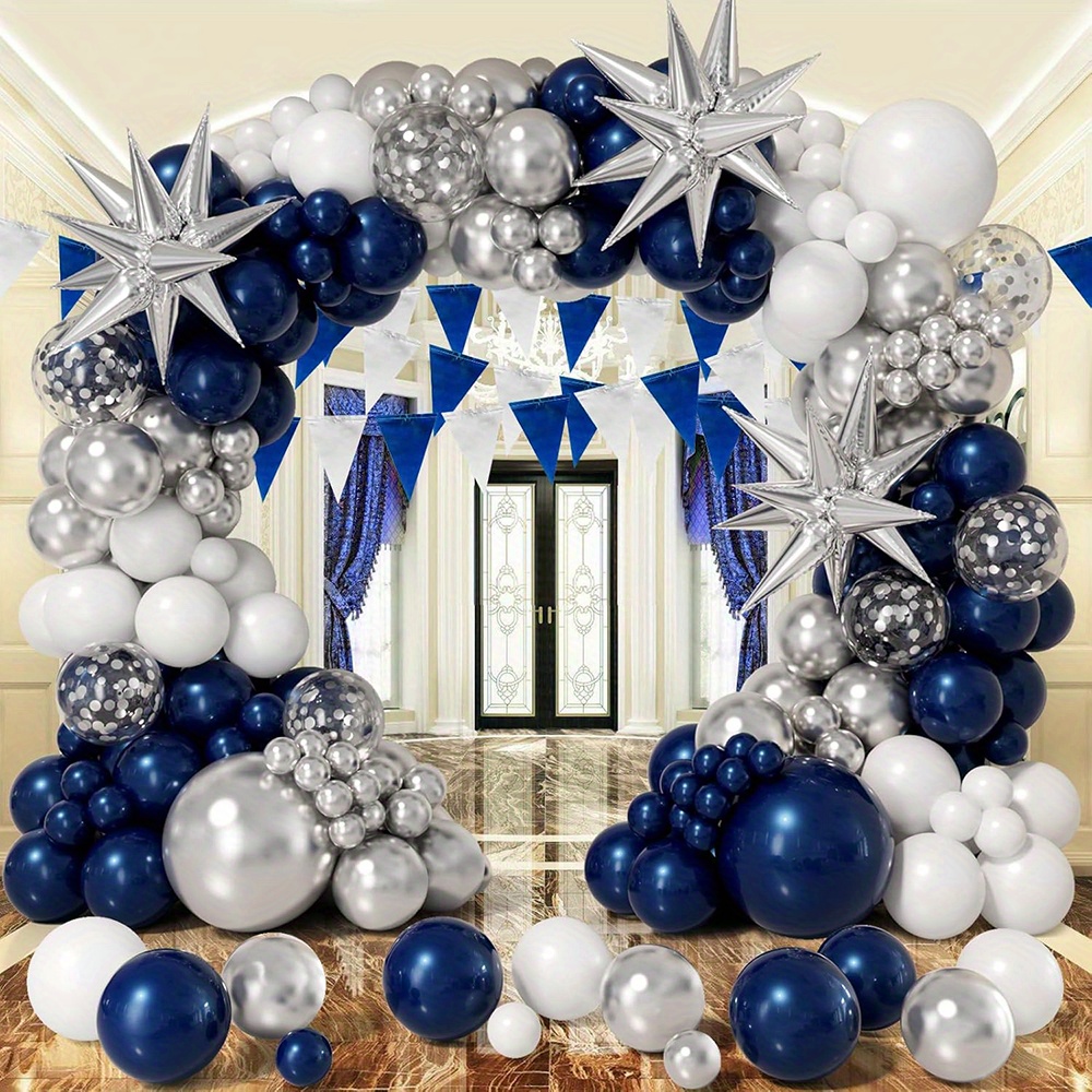 

139pcs New Year's Balloon Set Silvery Latex Balloon Silvery Exploding Balloon New Year's Party Decoration Anniversary Birthday Party Decoration Home Decor