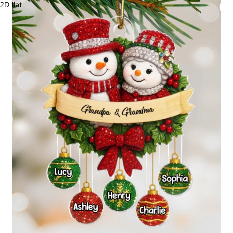 TEMU 2d Flat, Personalized Name/number Christmas Hanging Ornaments - 3-7 Names/numbers, Retro Tree Decorations With Your Own Text & Numbers - Names,