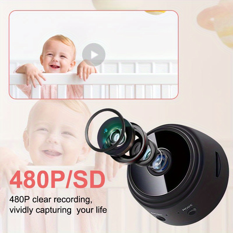 4 cámaras de seguridad inalámbricas Teruhal con Wi-Fi 2.4GHz, video HD 480P, batería recargable y alimentación USB, aplicación de visualización remota para monitoreo en casa, uso interior/exterior, diseño elegante negro, vigilancia interior, vigilancia moderna, construcción duradera, vigilancia inteligente, entusiastas de la tecnología