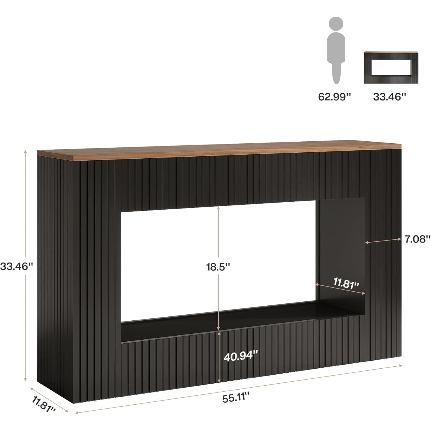 Modern Console Table, 55-inch Wood Entryway Table With Storage, Narrow Long Sofa Table Behind Couch Table For Living Room, Foyer, Hallway, Black