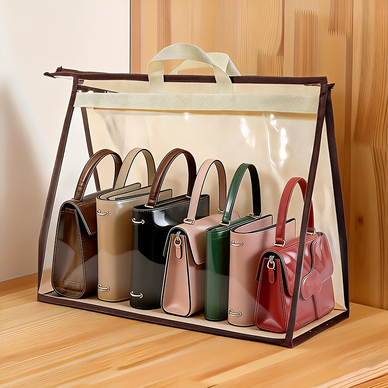 TEMU Handbag Storage Solution With Handle- Extra-large, No-hang Storage Bag, Perfect For Organizing Wallets, Cash, Cards, Invoices, Travel Documents,