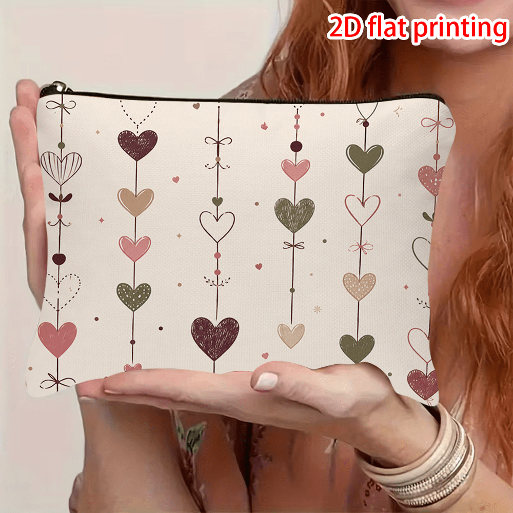 TEMU 1pc Multicolor Hanging Hearts Zipper Pouch With Closure Suitable For Travel School Office, Cosmetic Bag & Pencil Case Organizer, Compact Storage
