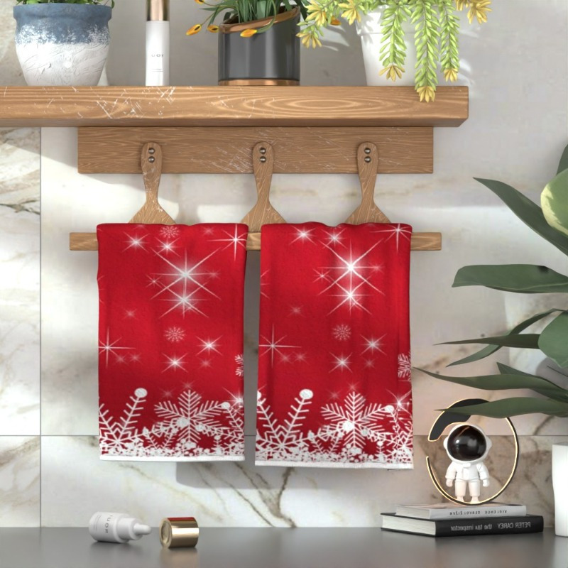 

2pcs Christmas Towels - 18x26" Kitchen & Bathroom Hand Towels, Polyester, Holiday Decor,