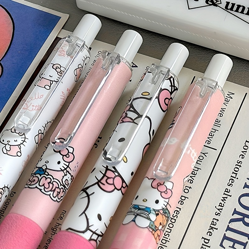 Random Selected Cute Pink and White Gel Pens, Character Illustrations