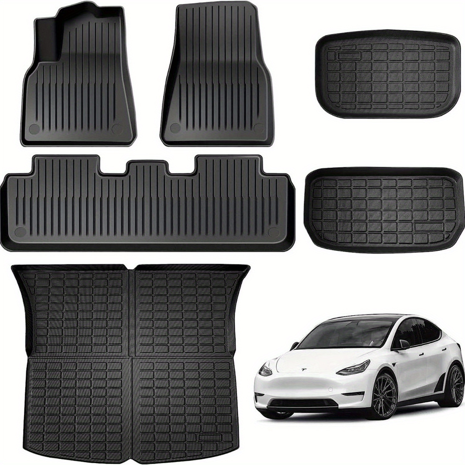 TEMU 6pcs Tpe Floor Mats Set For 2021-2024, -seater, Anti-slip Front And Rear Trunk Mats Cargo Liners, Not Suitable For 7-seat Models
