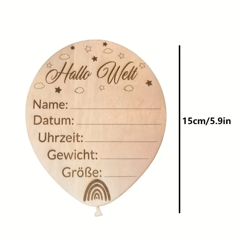 E-shop Personalisierte deutsche Namens- & Geburtsdetails – „“ Holz-Geburtsanzeigetafel, Fußabdrücke & Namenskarte, Taufe-Geschenk, Erster Geburtstag