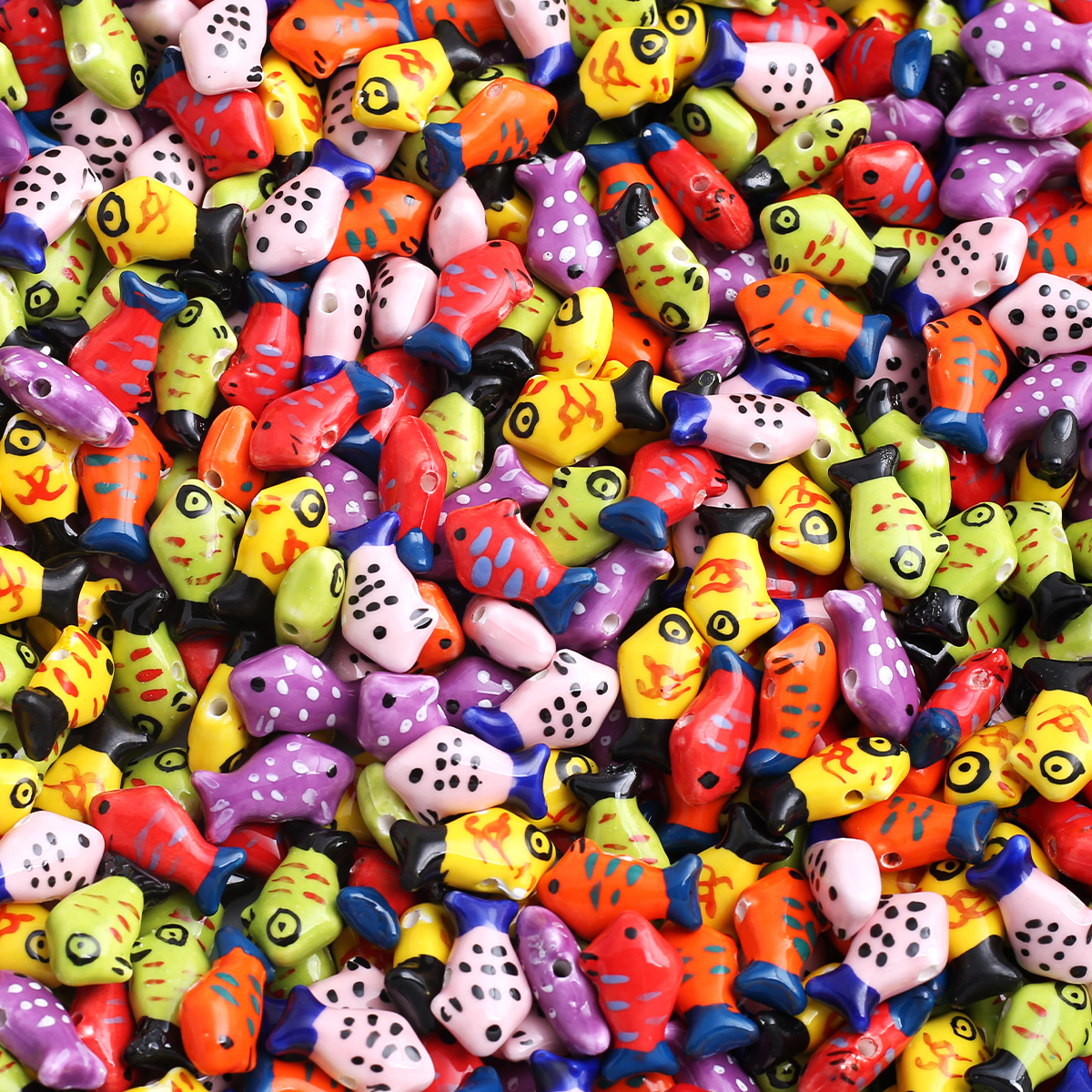 4pcs Tropical Fish Shaped Ceramic Beads for DIY Jewellery Making