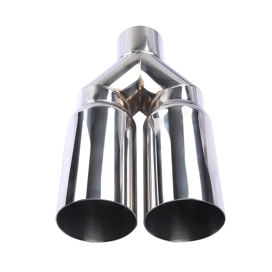 TEMU Dual Stainless Steel Exhaust System, 63-76mm Y-shaped Single Layer Double Outlet, Suitable For Modification, Enhances Exhaust Performance