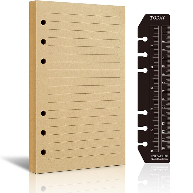TEMU Recharge pour classeur vintage A6 avec règle noire Today - 45 feuilles (90 pages) de papier ligné pour agendas, journaux intimes, , reliure à 6