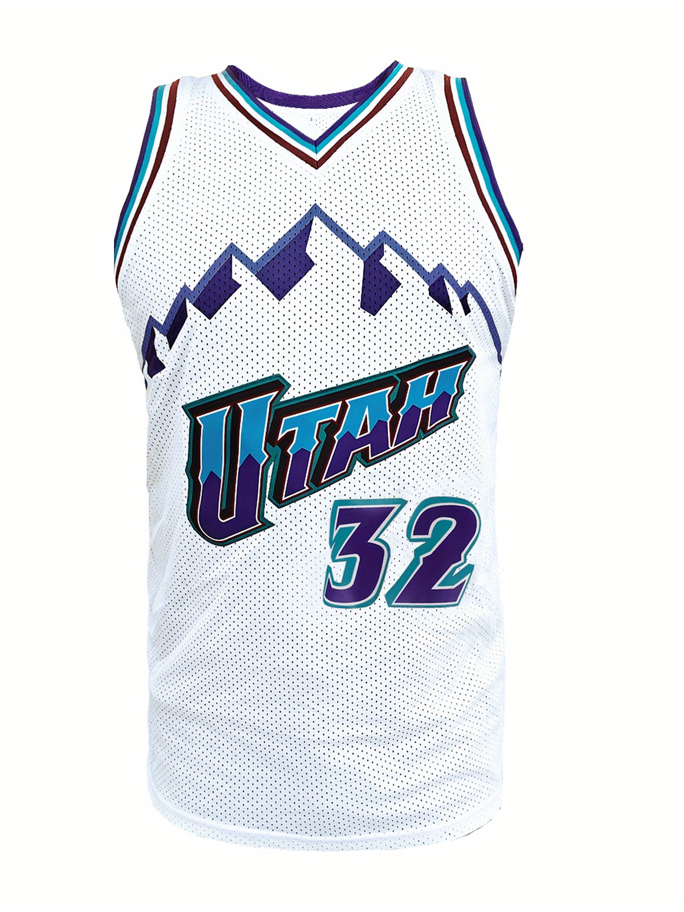 *'S #32 White Basketball Jersey, Breathable Sleeveless Sports Vest with  Embroidered Letters Numbers, V-Neck Mesh Back for Training, Competiti