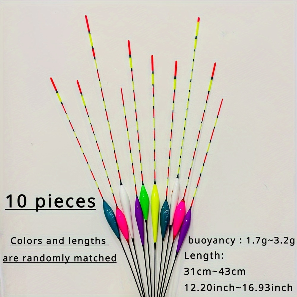 TEMU Ensemble de flotteurs de pêche haute visibilité, 10 pièces Emballage facile / 12 bâtons Emballage boîte flottante / 7 bâtons Emballage boîte
