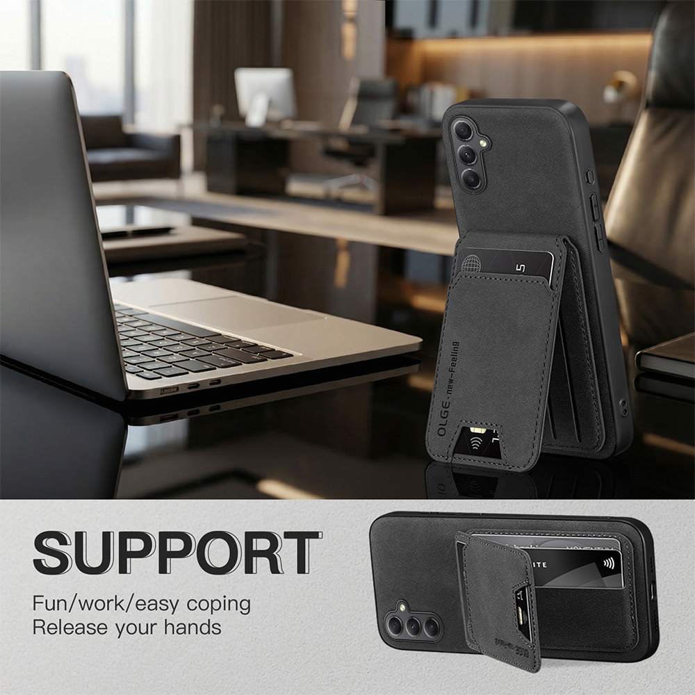 TEMU Phone Case - Luxury Faux Leather Card Holder Phone Case With Card Slot Wallet Stand Function Shockproof Protective Cover For
