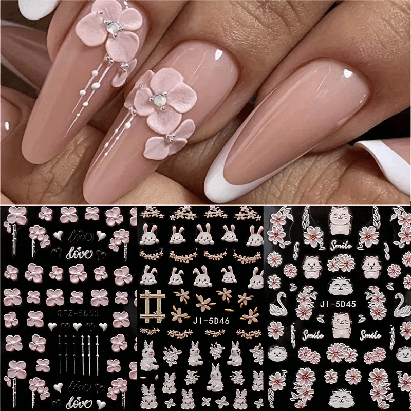 

6 Pieces 5d Nail Stickers By Easter , Nail Film For Nail Decoration, Women's Self-adhesive Nail Stickers