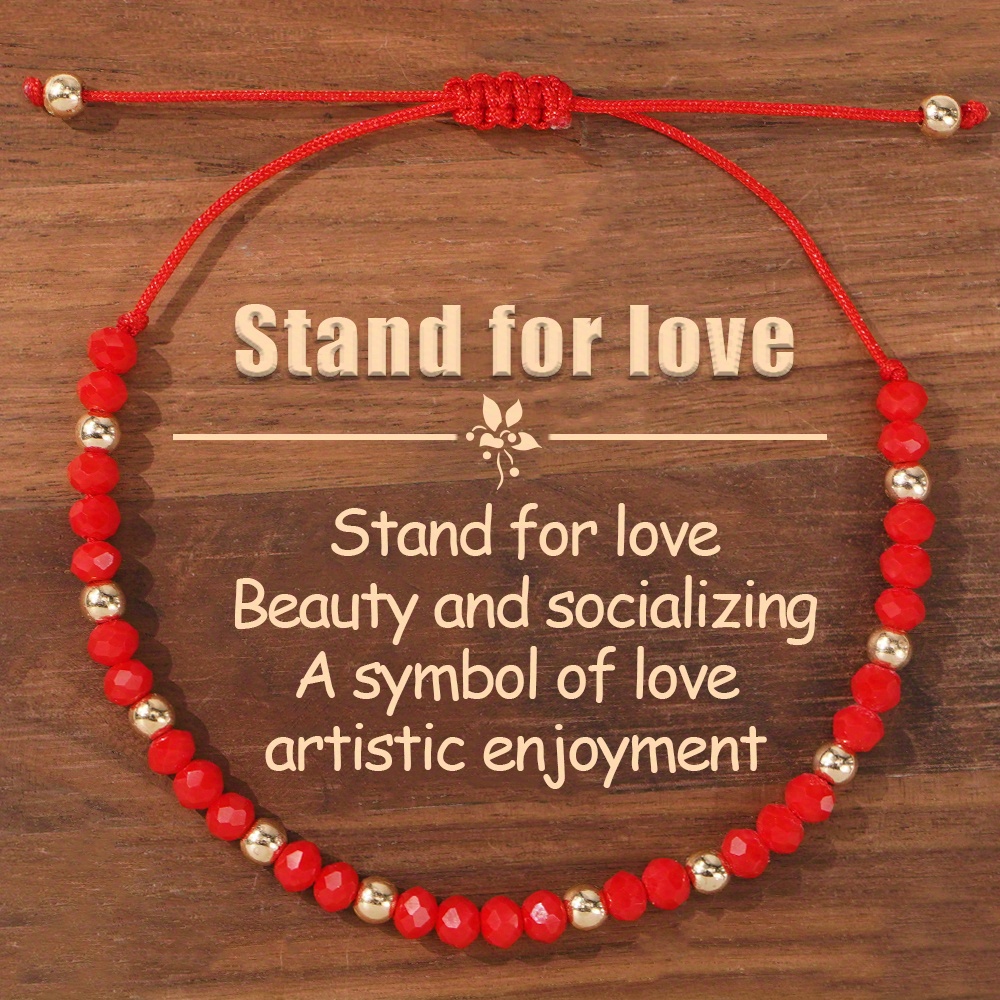 Image of 1pc Women's Fashion Bohemian Style Handmade Red Synthetic Crystal Bead Adjustable – Perfect Jewelry For Men And Women – Ideal Gift For Best Friend/lover/family – Suitable For Any Occasion