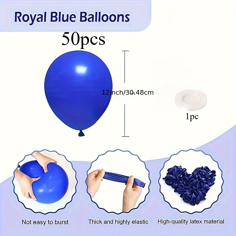 50pcs Royal Balloons - 12 Inch, Metallic , Birthdays, Graduations, Nautical Weddings & Party Decorations (includes )