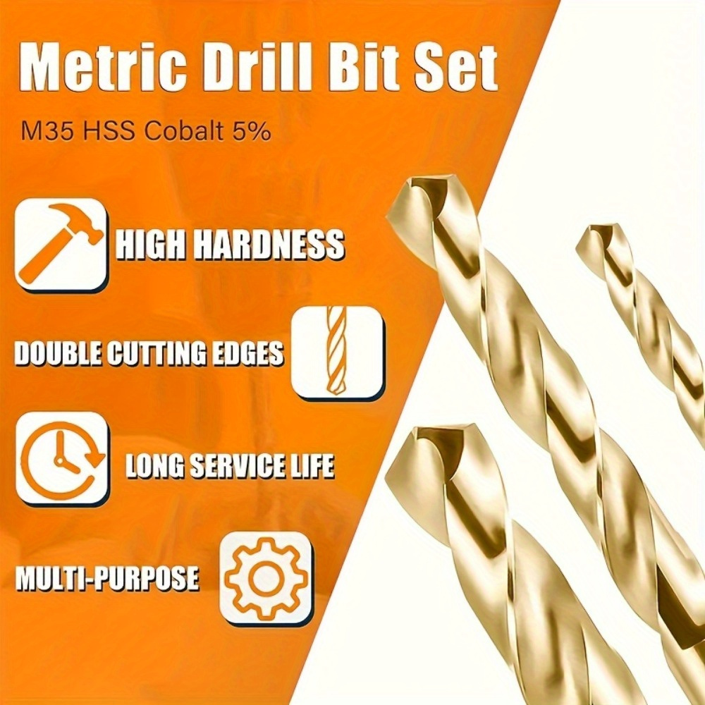 

M35 Set - Titanium Coated, Hss For Steel, Metal, Iron, Wood & Plastic - 13pcs/19pcs/25pcs , 1mm-13mm