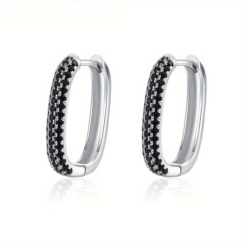 Geometric Copper Black Zirconia Earrings For Women