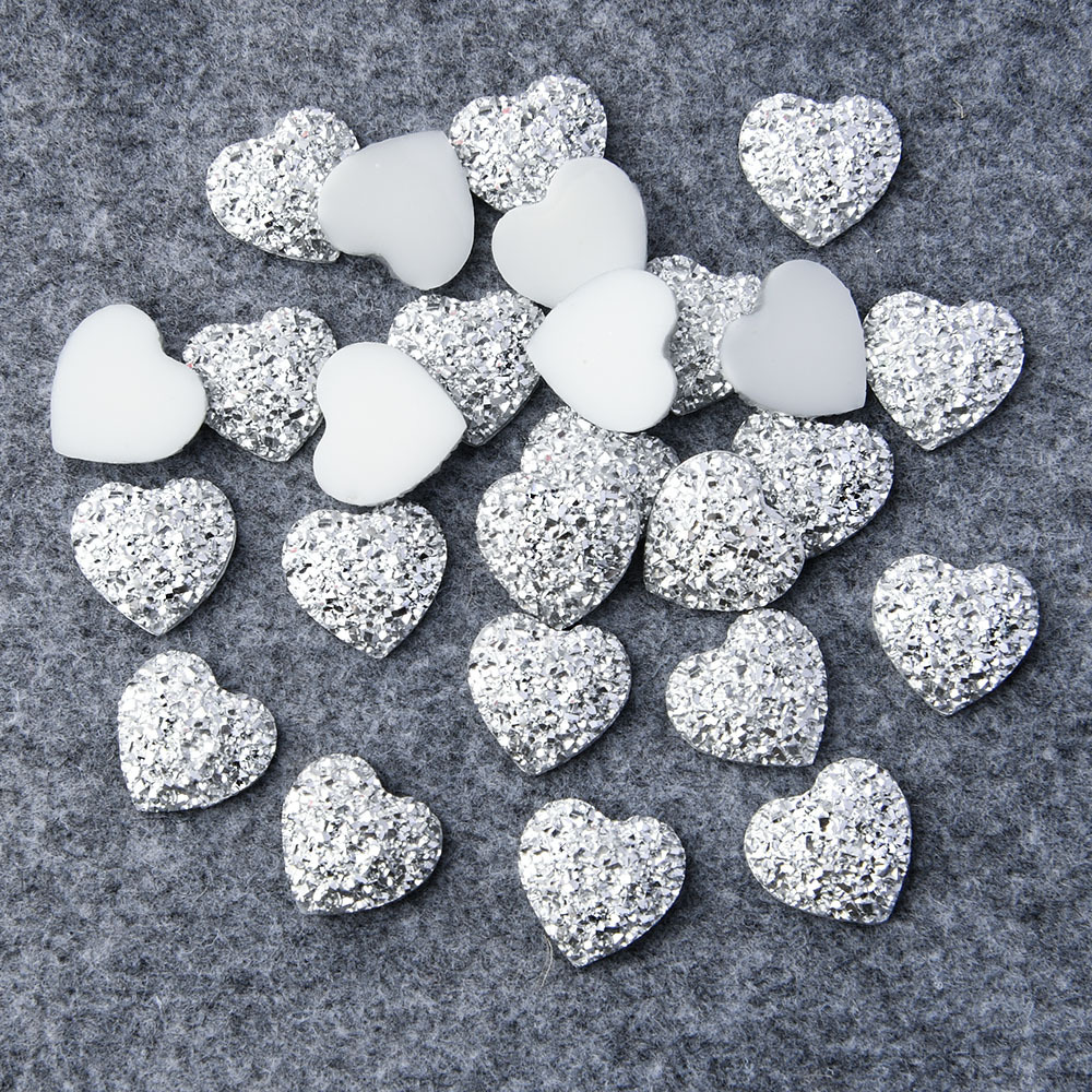 Image of 45pcs Resin Heart Shape Rhinestones - Sparkling Iridescent Diy Craft Decorations For Clothing, Shoes, Bags, Shoe Embellishments | | Rhinestones, Rhinestones For Crafts, Jewelry Making Random Colors