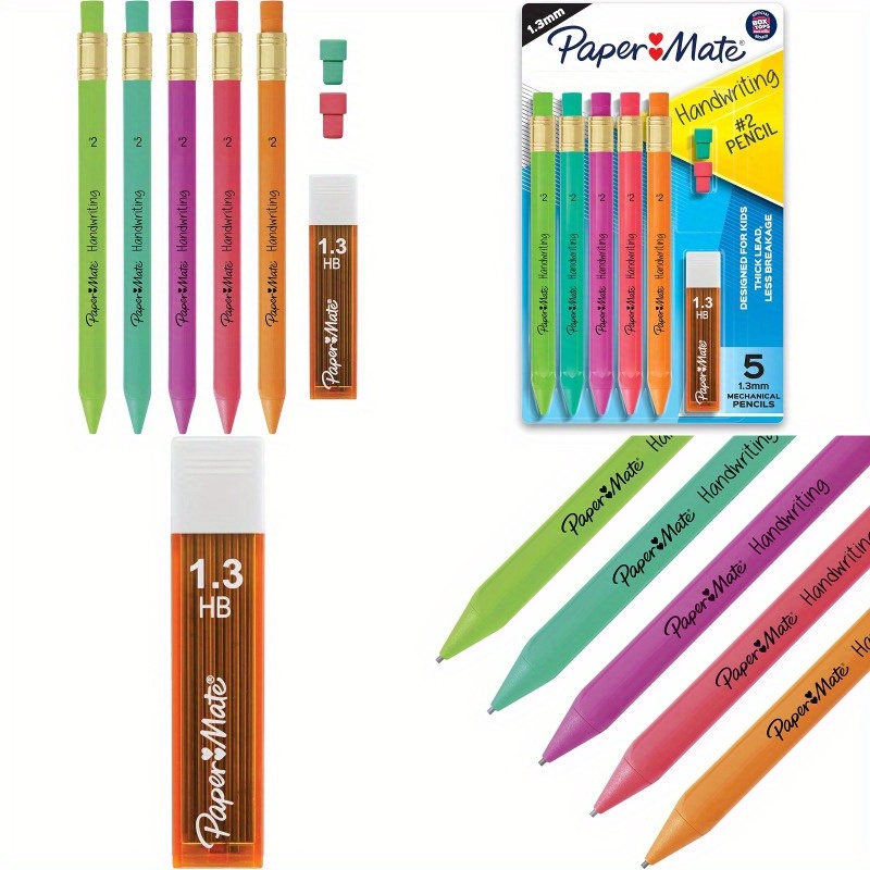 

Triangular Mechanical Pencil Set With Lead And Eraser Refills 1.3mm School Office Supplies Sketching Drafting Pencils Fun Barrel Colors