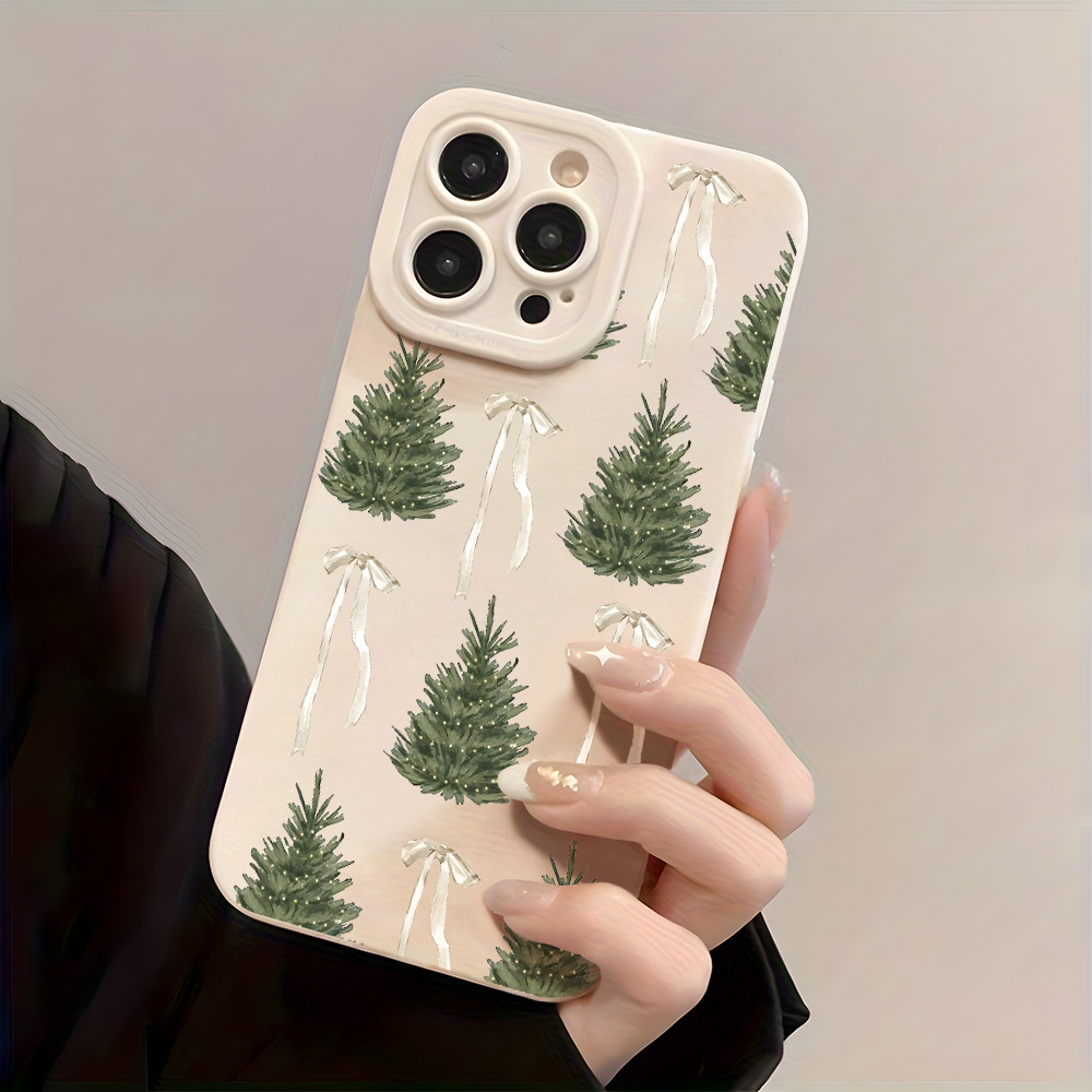 TEMU Coque de téléphone - Coque de téléphone motif nœud arbre de Noël joyeux, coque de téléphone tendance antichoc intégrale pour Iphone