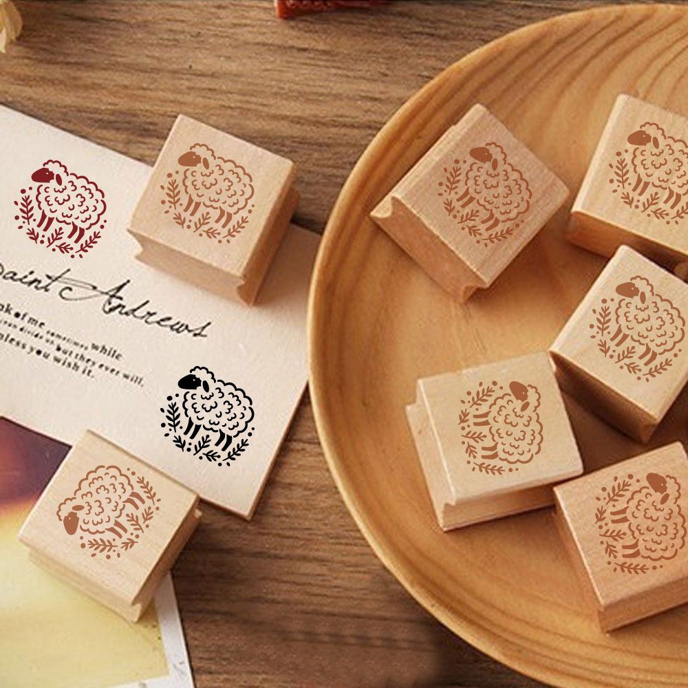 Delicate Pastoral-Style Little Lamb Wooden Stamp