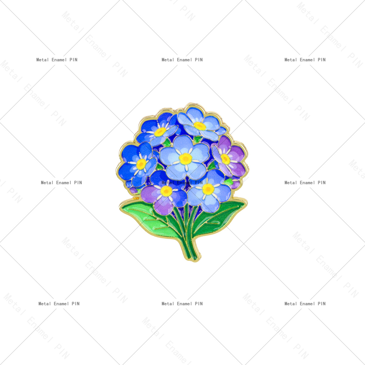 TEMU 1 pin de esmalte de Hortensia Azul y Memoria de , hermoso broche de solapa de flor
