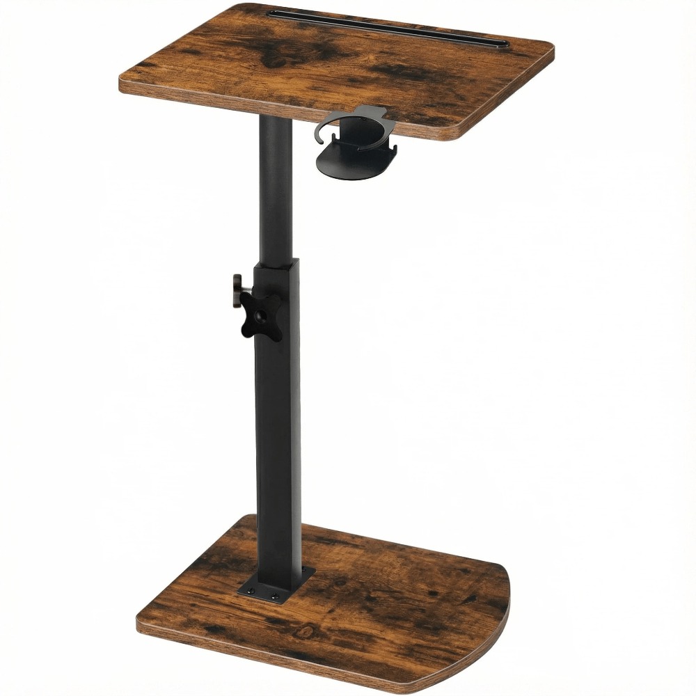 TEMU Adjustable Height Side Table With 360° Rotating Tabletop - Space-saving Sofa & Bed Table Suitable For Sofa/laptop Desk, Removable Cup Holder &