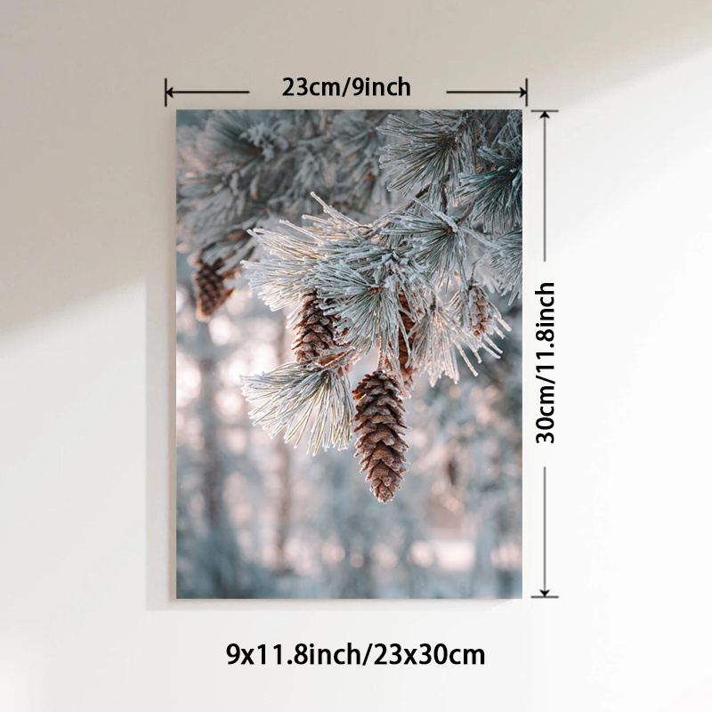 TEMU 2d Flat, 2d Flat, 1pc Unframed Canvas Artwork Depicting A Winter , Featuring Festive Art Prints Of Icy Pine Trees. This Modern Wall Decor Is