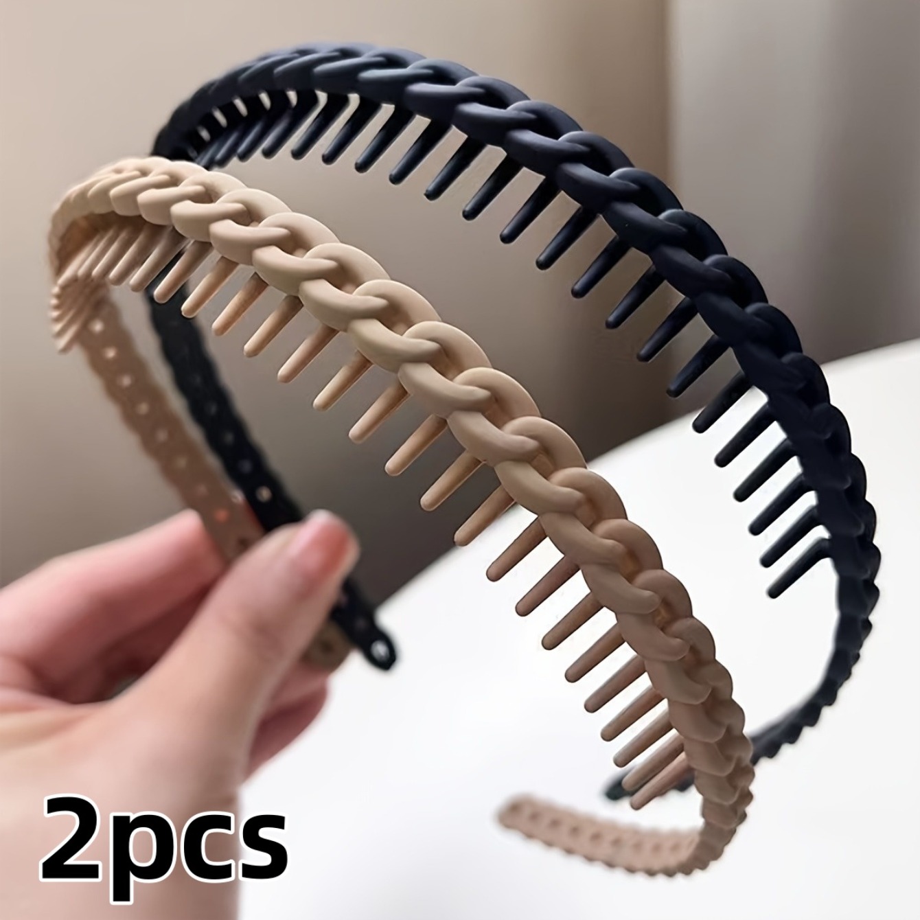 2pcs Non-slip Braided Hair Band, Hair Accessories For Facial Cleaning And Styling Design